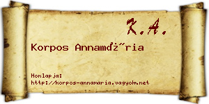 Korpos Annamária névjegykártya