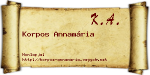 Korpos Annamária névjegykártya